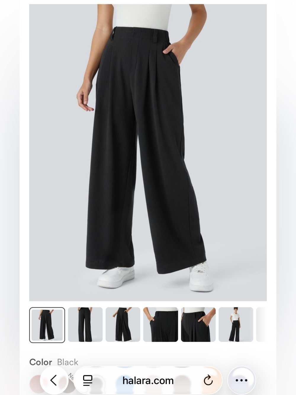 Halara Tall Waffle Knit Work Pants High-Waist Wide Leg - Black - Med Tall